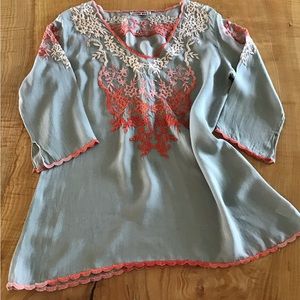 Johnny Was Embroidered Tunic, Soft Moss, S